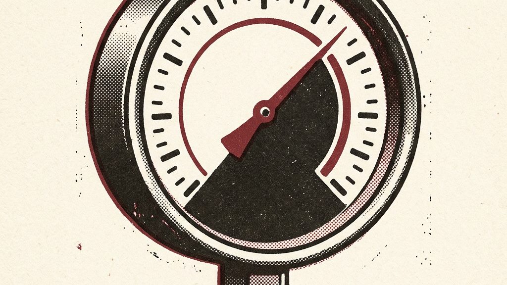 A single analog pressure gauge with a needle
